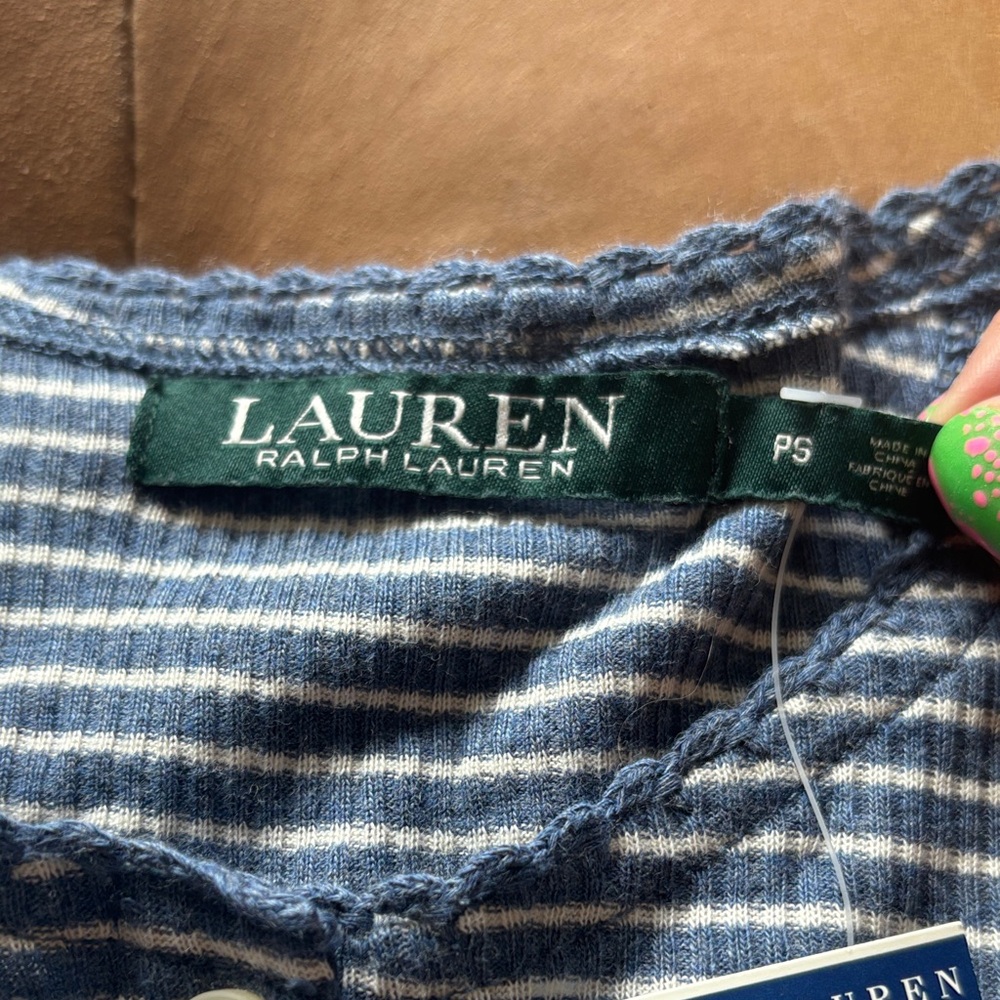 Ralph Lauren Blue Striped Long Sleeve Henley - Picture 2 of 5